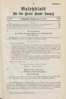 Gesetzblatt für die Freie Stadt Danzig.1935, Nr. 29 (17 April) - Ausgabe A