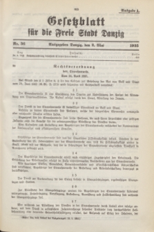 Gesetzblatt für die Freie Stadt Danzig.1935, Nr. 36 (2 Mai) - Ausgabe A