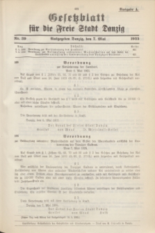 Gesetzblatt für die Freie Stadt Danzig.1935, Nr. 39 (7 Mai) - Ausgabe A