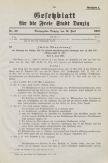 Gesetzblatt für die Freie Stadt Danzig.1935, Nr. 56 (11 Juni) - Ausgabe A