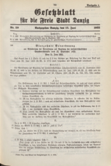 Gesetzblatt für die Freie Stadt Danzig.1935, Nr. 59 (13 Juni) - Ausgabe A