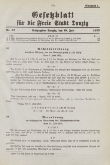 Gesetzblatt für die Freie Stadt Danzig.1935, Nr. 62 (19 Juni) - Ausgabe A