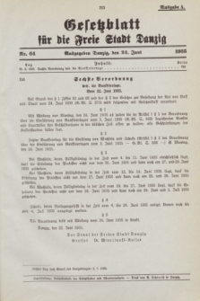 Gesetzblatt für die Freie Stadt Danzig.1935, Nr. 64 (24 Juni) - Ausgabe A