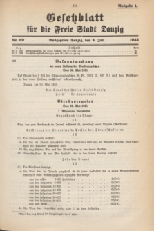 Gesetzblatt für die Freie Stadt Danzig.1935, Nr. 69 (3 Juli) - Ausgabe A