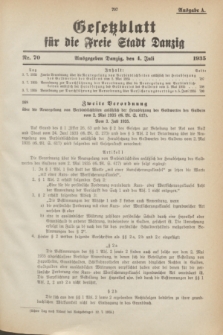 Gesetzblatt für die Freie Stadt Danzig.1935, Nr. 70 (4 Juli) - Ausgabe A