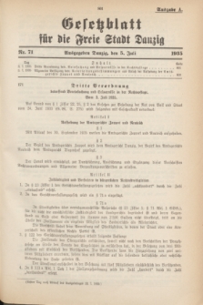 Gesetzblatt für die Freie Stadt Danzig.1935, Nr. 71 (5 Juli) - Ausgabe A
