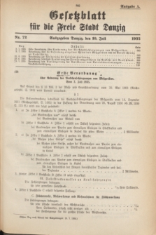 Gesetzblatt für die Freie Stadt Danzig.1935, Nr. 72 (10 Juli) - Ausgabe A