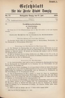 Gesetzblatt für die Freie Stadt Danzig.1935, Nr. 74 (17 Juli) - Ausgabe A
