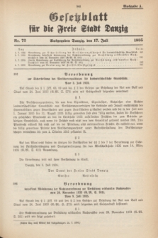 Gesetzblatt für die Freie Stadt Danzig.1935, Nr. 75 (17 Juli) - Ausgabe A