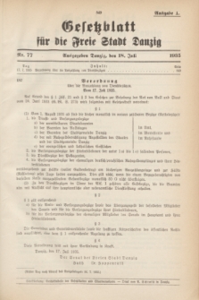 Gesetzblatt für die Freie Stadt Danzig.1935, Nr. 77 (18 Juli) - Ausgabe A
