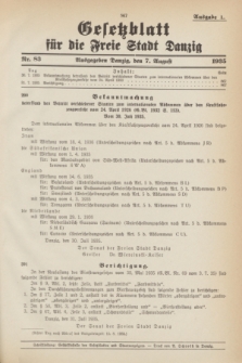 Gesetzblatt für die Freie Stadt Danzig.1935, Nr. 83 (7 August) - Ausgabe A