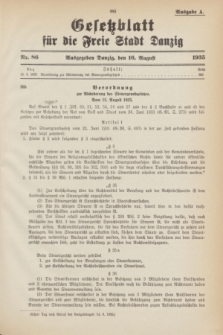 Gesetzblatt für die Freie Stadt Danzig.1935, Nr. 86 (16 August) - Ausgabe A