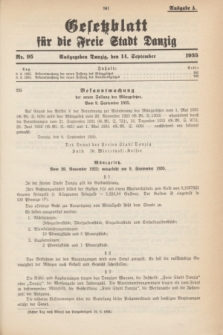 Gesetzblatt für die Freie Stadt Danzig.1935, Nr. 95 (14 September) - Ausgabe A