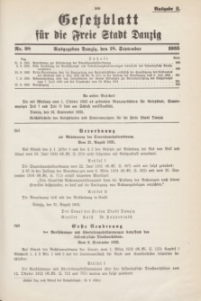 Gesetzblatt für die Freie Stadt Danzig.1935, Nr. 98 (18 September) - Ausgabe B