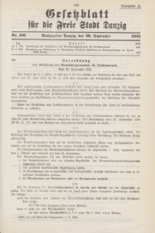 Gesetzblatt für die Freie Stadt Danzig.1935, Nr. 100 (26 September) - Ausgabe A