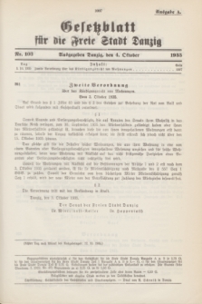 Gesetzblatt für die Freie Stadt Danzig.1935, Nr. 103 (4 October) - Ausgabe A