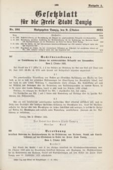 Gesetzblatt für die Freie Stadt Danzig.1935, Nr. 104 (9 October) - Ausgabe A