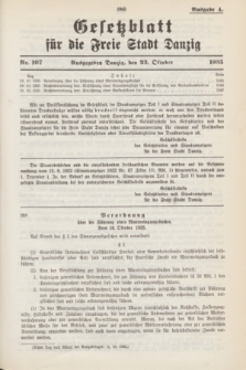 Gesetzblatt für die Freie Stadt Danzig.1935, Nr. 107 (23 October) - Ausgabe A