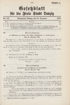 Gesetzblatt für die Freie Stadt Danzig.1935, Nr. 119 (11 Dezember) - Ausgabe A