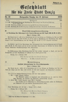 Gesetzblatt für die Freie Stadt Danzig.1936, Nr. 10 (12 Februar) - Ausgabe A