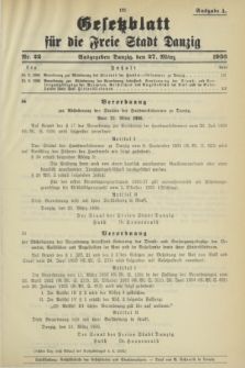 Gesetzblatt für die Freie Stadt Danzig.1936, Nr. 22 (27 März) - Ausgabe A