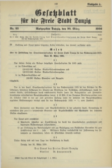Gesetzblatt für die Freie Stadt Danzig.1936, Nr. 23 (30 März) - Ausgabe A
