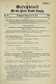 Gesetzblatt für die Freie Stadt Danzig.1936, Nr. 49 (15 Juli) - Ausgabe A