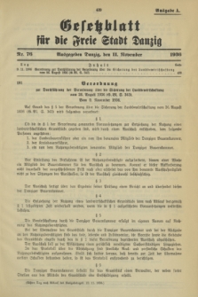 Gesetzblatt für die Freie Stadt Danzig.1936, Nr. 76 (11 November) - Ausgabe A