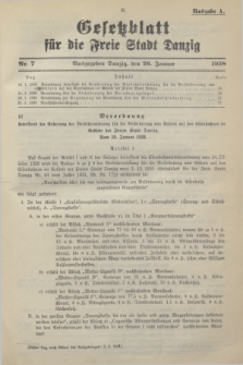 Gesetzblatt für die Freie Stadt Danzig.1938, Nr. 7 (26 Januar) - Ausgabe A