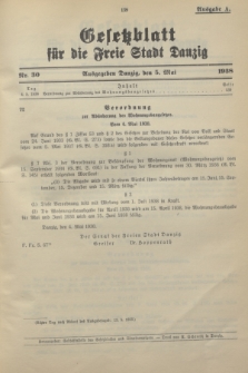 Gesetzblatt für die Freie Stadt Danzig.1938, Nr. 30 (5 Mai) - Ausgabe A