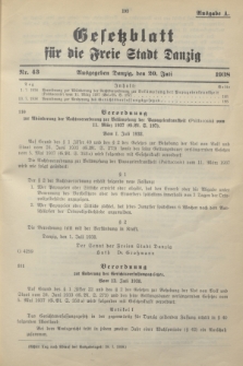 Gesetzblatt für die Freie Stadt Danzig.1938, Nr. 43 (20 Juli) - Ausgabe A