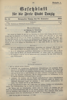Gesetzblatt für die Freie Stadt Danzig.1938, Nr. 61 (24 September) - Ausgabe A