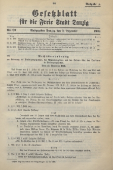 Gesetzblatt für die Freie Stadt Danzig.1938, Nr. 82 (3 Dezember) - Ausgabe A