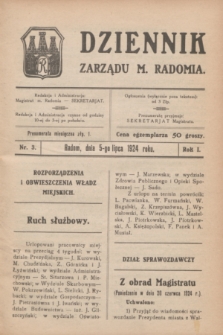 Dziennik Zarządu M. Radomia. R.1, nr 3 (5 lipca 1924)