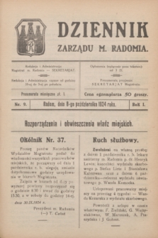 Dziennik Zarządu M. Radomia. R.1, nr 9 (8 października 1924)