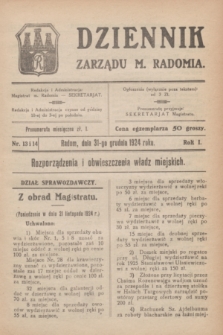 Dziennik Zarządu M. Radomia. R.1, nr 13/14 (31 grudnia 1924)