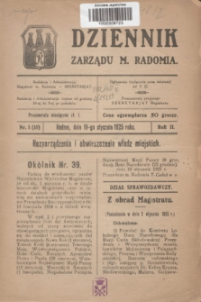 Dziennik Zarządu M. Radomia. R.2, nr 1 (19 stycznia 1925) = nr 15
