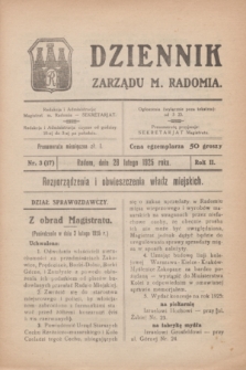 Dziennik Zarządu M. Radomia. R.2, nr 3 (28 lutego 1925) = nr 17