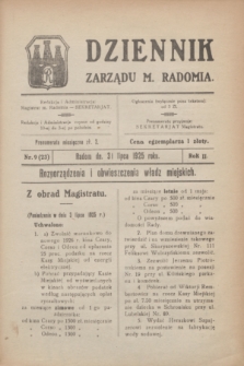 Dziennik Zarządu M. Radomia. R.2, nr 9 (31 lipca 1925) = nr 23