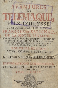 Les Aventures De Telemaque, Fils D'Ulysse. T. 1-2