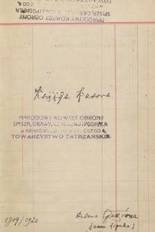 „Księga kasowa” Narodowego Komitetu Obrony Spisza, Orawy, Czackiego i Podhala w Krakowie z lat 1919–1921