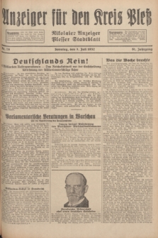 Anzeiger für den Kreis Pleß : Nikolaier Anzeiger : Plesser Stadtblatt. Jg.81, Nr. 79 (3 Juli 1932)