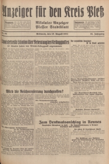 Anzeiger für den Kreis Pleß : Nikolaier Anzeiger : Plesser Stadtblatt. Jg.81, Nr. 95 (10 August 1932)