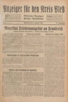 Anzeiger für den Kreis Pleß : Nikolaier Anzeiger : Plesser Stadtblatt. Jg.77, Nr. 2 (4 Januar 1928)