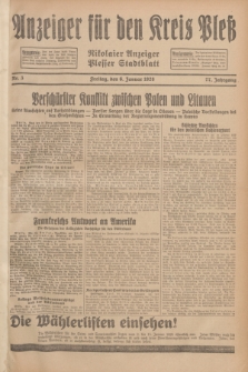 Anzeiger für den Kreis Pleß : Nikolaier Anzeiger : Plesser Stadtblatt. Jg.77, Nr. 3 (6 Januar 1928)