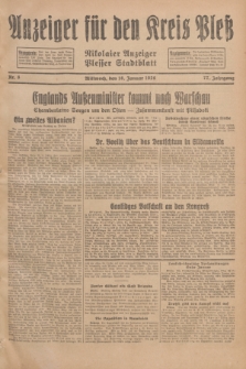 Anzeiger für den Kreis Pleß : Nikolaier Anzeiger : Plesser Stadtblatt. Jg.77, Nr. 8 (18 Januar 1928)