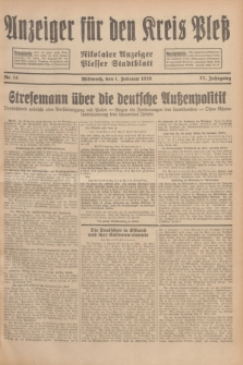 Anzeiger für den Kreis Pleß : Nikolaier Anzeiger : Plesser Stadtblatt. Jg.77, Nr. 14 (1 Februar 1928)