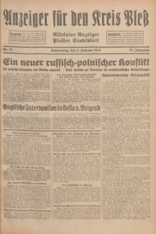 Anzeiger für den Kreis Pleß : Nikolaier Anzeiger : Plesser Stadtblatt. Jg.77, Nr. 15 (2 Februar 1928)
