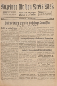 Anzeiger für den Kreis Pleß : Nikolaier Anzeiger : Plesser Stadtblatt. Jg.77, Nr. 16 (5 Februar 1928)