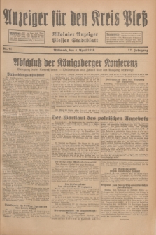 Anzeiger für den Kreis Pleß : Nikolaier Anzeiger : Plesser Stadtblatt. Jg.77, Nr. 41 (4 April 1928)